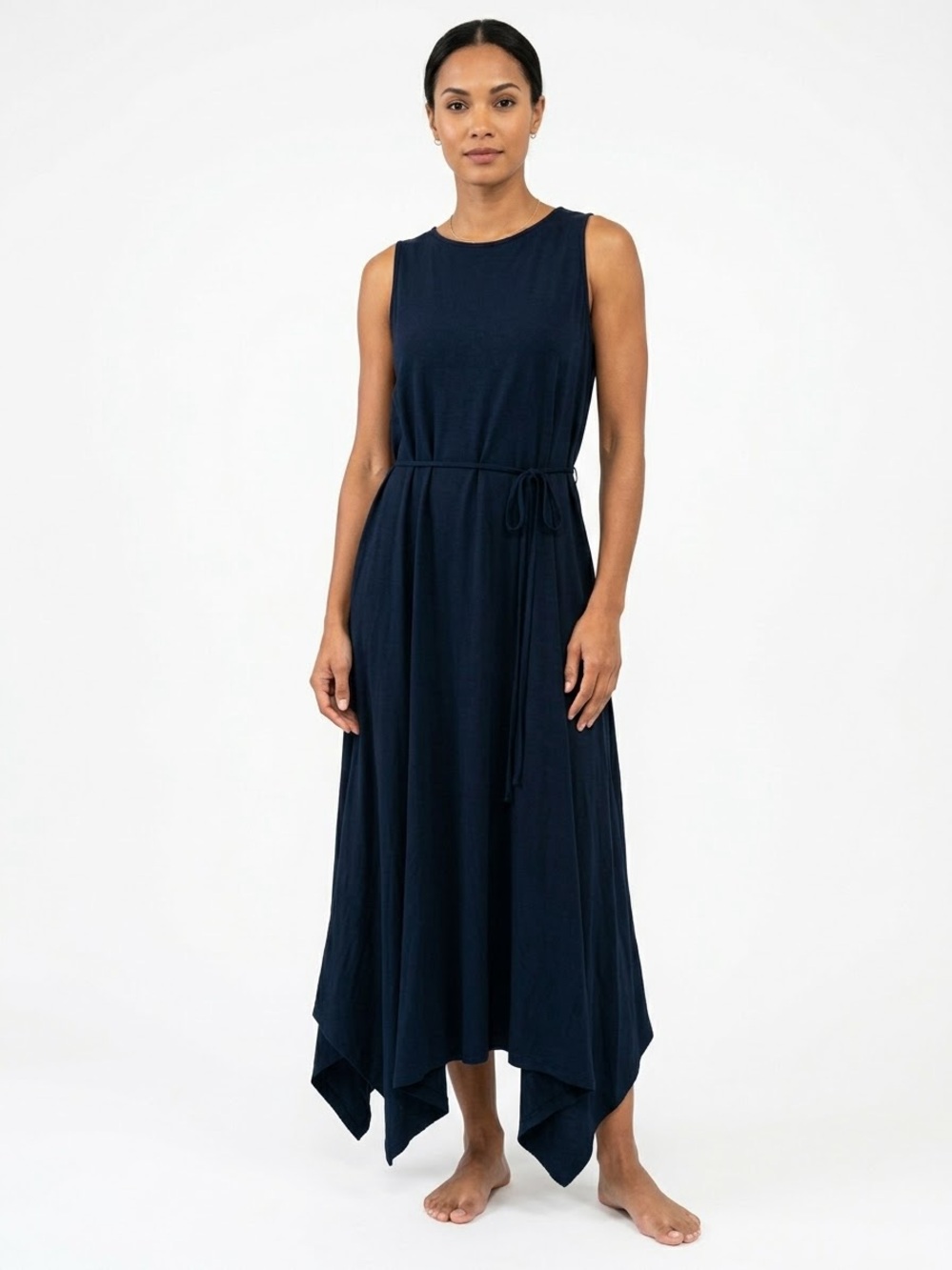 Velvet Navy Sleeveless Maxi Dress